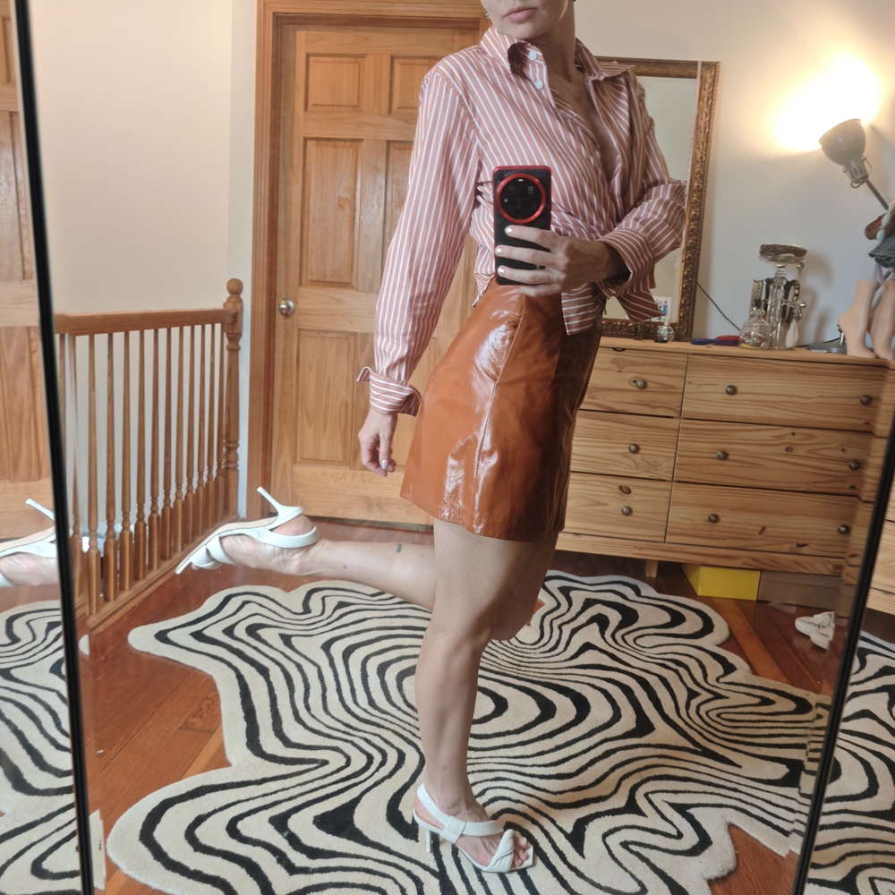 Brown Leather Mini Skirt